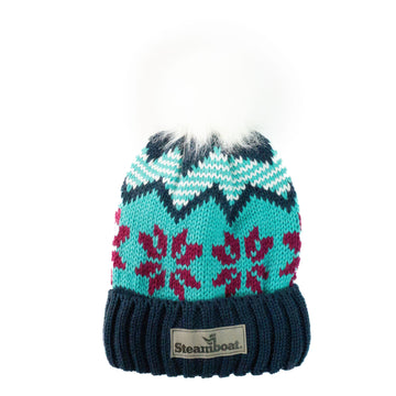 Snowflake Fur Pom Pom Beanie