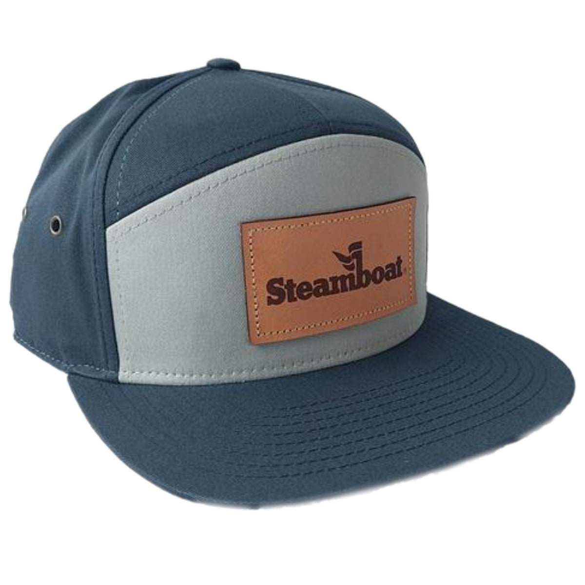 Steamboat Leather Logo Patch Flat Brim Hat