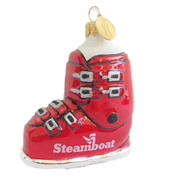 Red Hand Painted Ski Boot Ornament