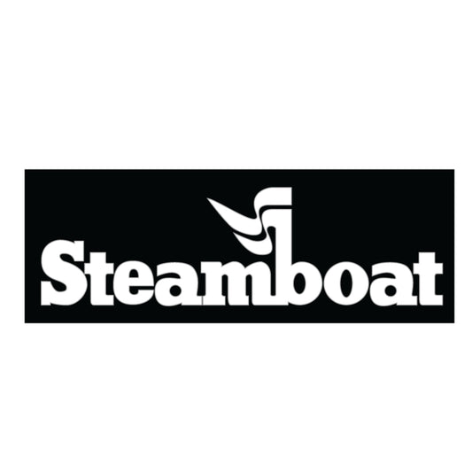 Steamboat Black/White Logo Sticker - 4.75" X 1.75"