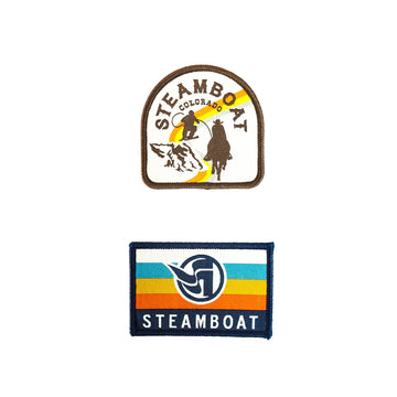 Steamboat Flag & Cowboy Pull Patch 2 Pack